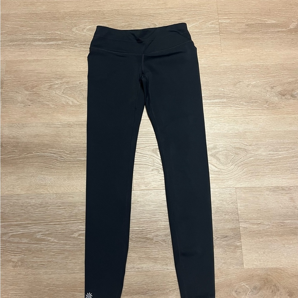 Athleta Black Leggings with Wide Waistband and Back stash Zipper Pocket